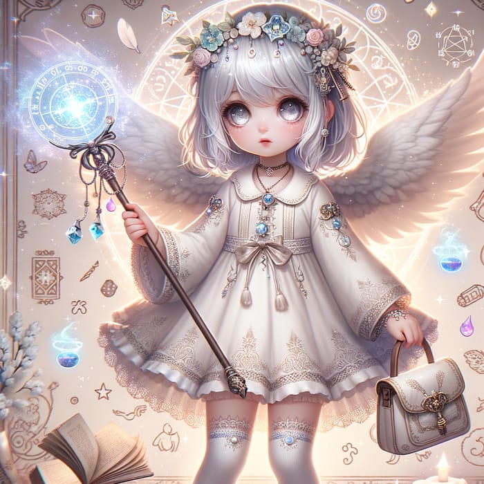 Enchanting Little Girl with Silver Hair and Eyes | Magical Fantasy Scene