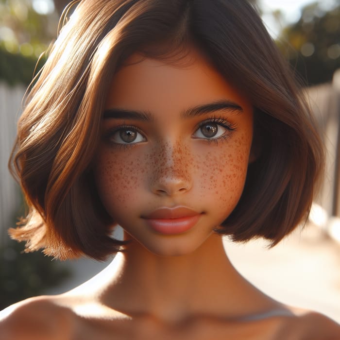 Mesmerizing Prepubescent Hispanic Girl | Sparkling Grey Eyes & Freckles