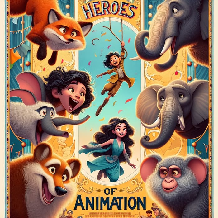 Heroes of Animated Tales Poster | Lively Characters Print