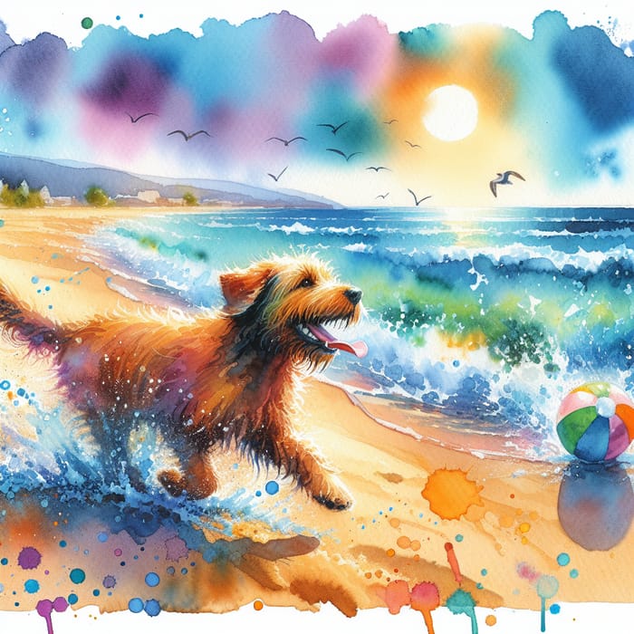 Maximize Your Pet's Summer Fun with a Vibrant Beach Watercolor Portrait