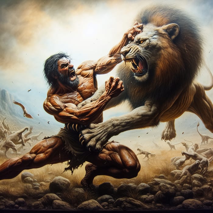 Man Defeats Lion: Intense Battle of Bravery