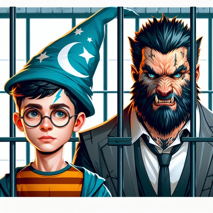 Harry Potter vs. Fenrir Greyback: Digital Art Prison Scene