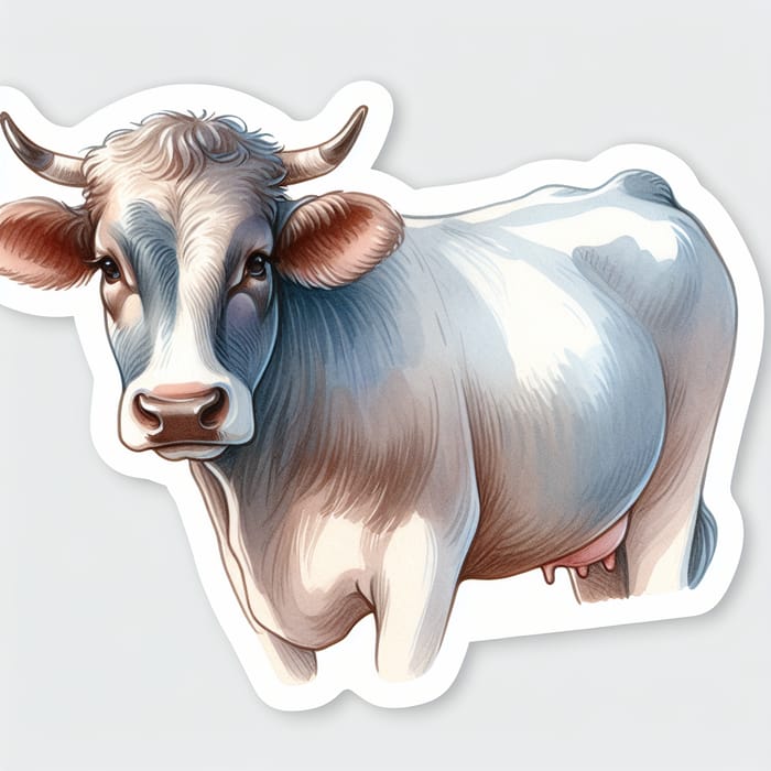 Soothing Watercolor Cow Sticker - Calm Design