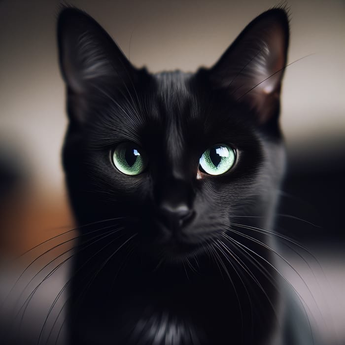 Sleek Black Gato with Green Eyes