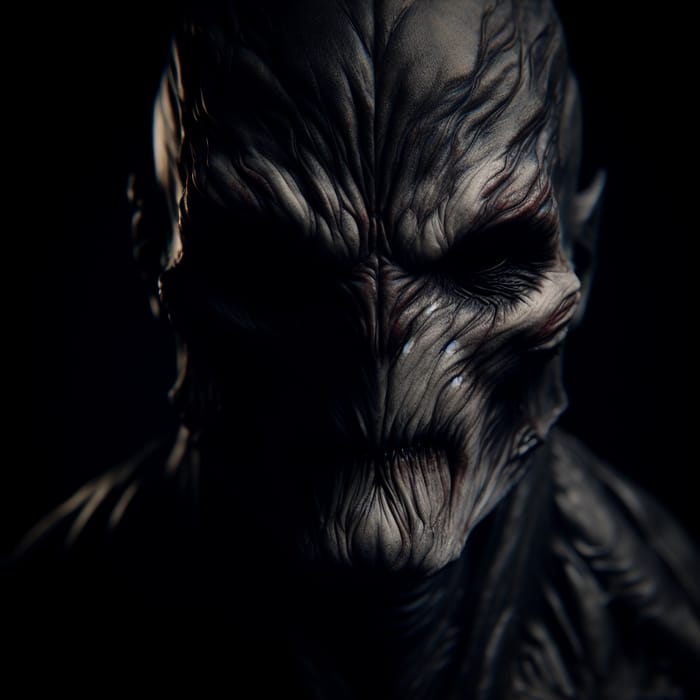 Horrifying Humanoid Creature Portrait in Dark Dramatic Lighting