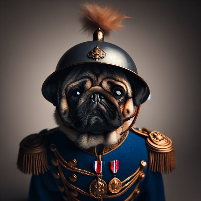 Vintage Military Pug: A Courageous Soldier