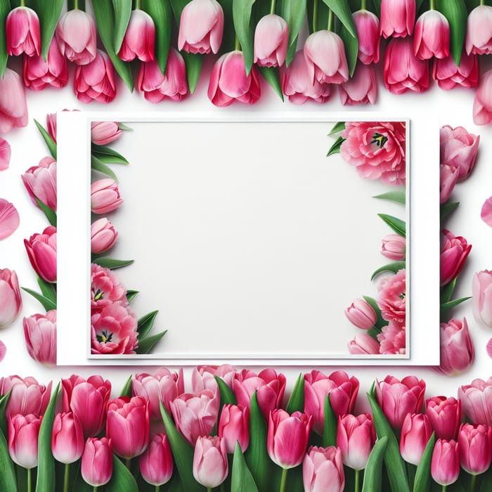 White Background Pink Tulips Postcard