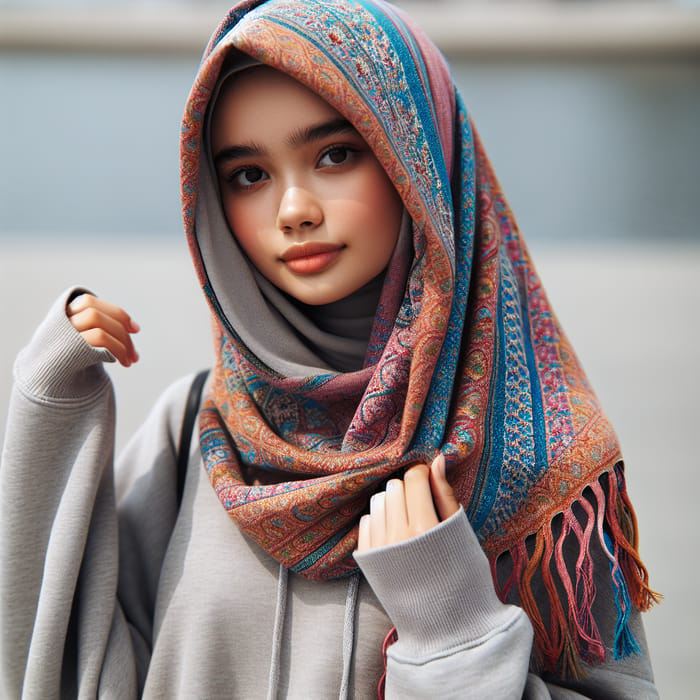 Stylish Hijab and Hoodie Outfit for Trendy Teenage Girl