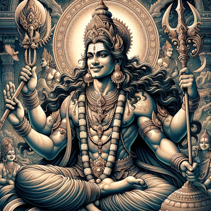 Agni Veerabhadra: Tranquil Deity in Divine Bliss