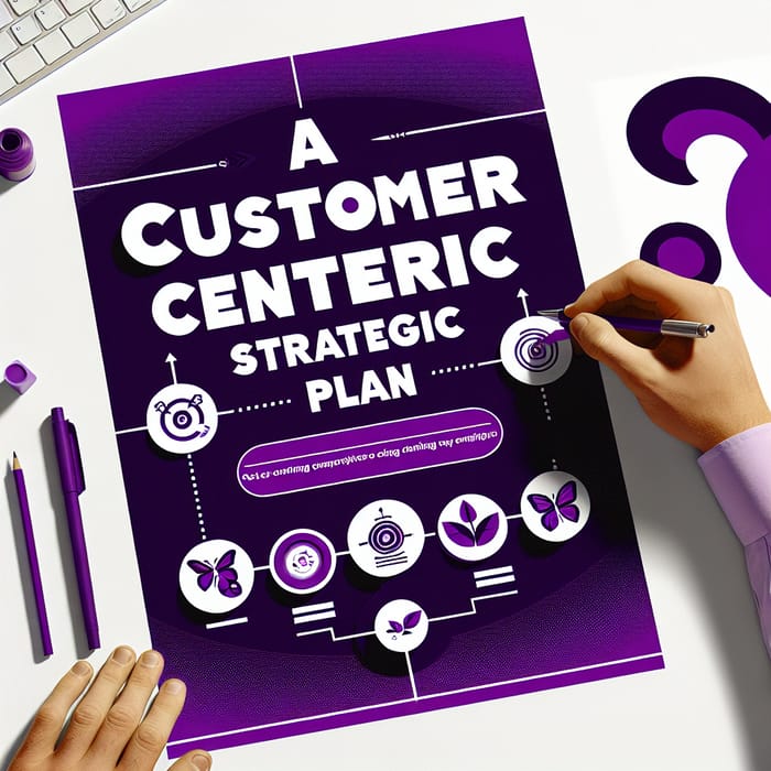 Customer-Centric Strategic Plan Poster - Purple & White Theme