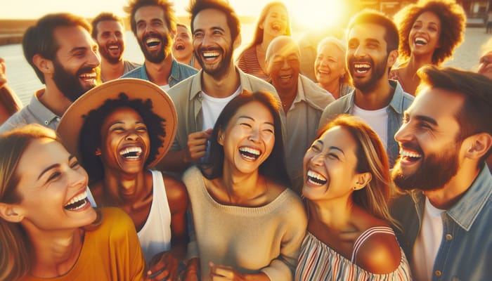 Multicultural Group Laughing Together Under Sun