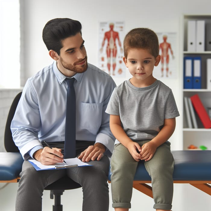 Autistic Hispanic Child Clinical Observation with Therapist