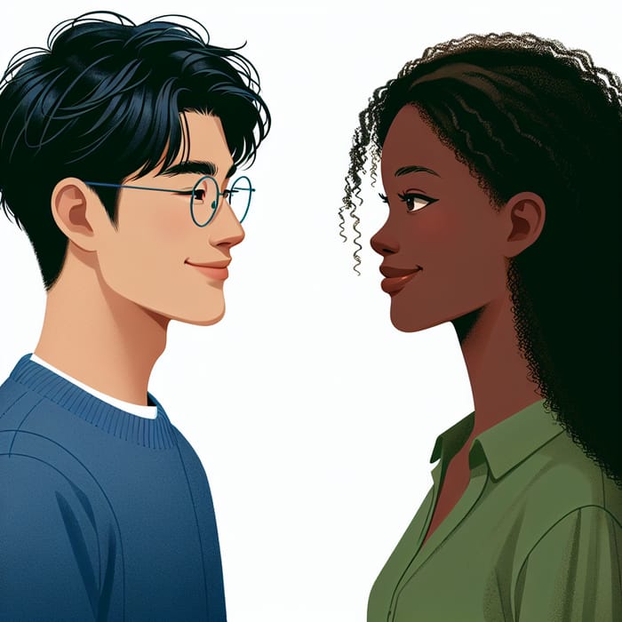Interracial Couple Profile Portraits: Asian Man & African Woman