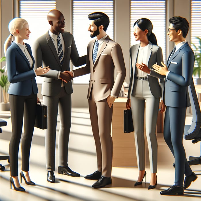 Positive Corporate Culture Interaction | Diverse Team 3D