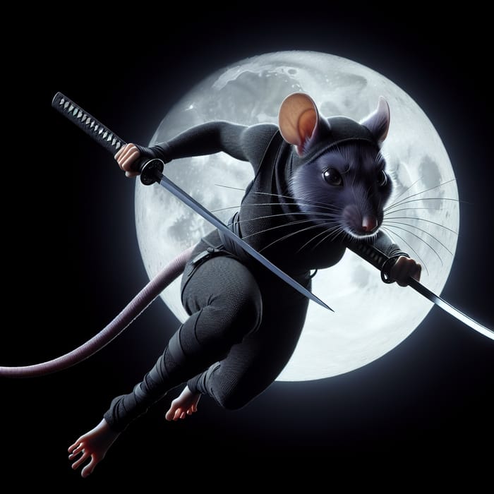 Ninja Rat with Katanas: Stealthy Warrior in Action