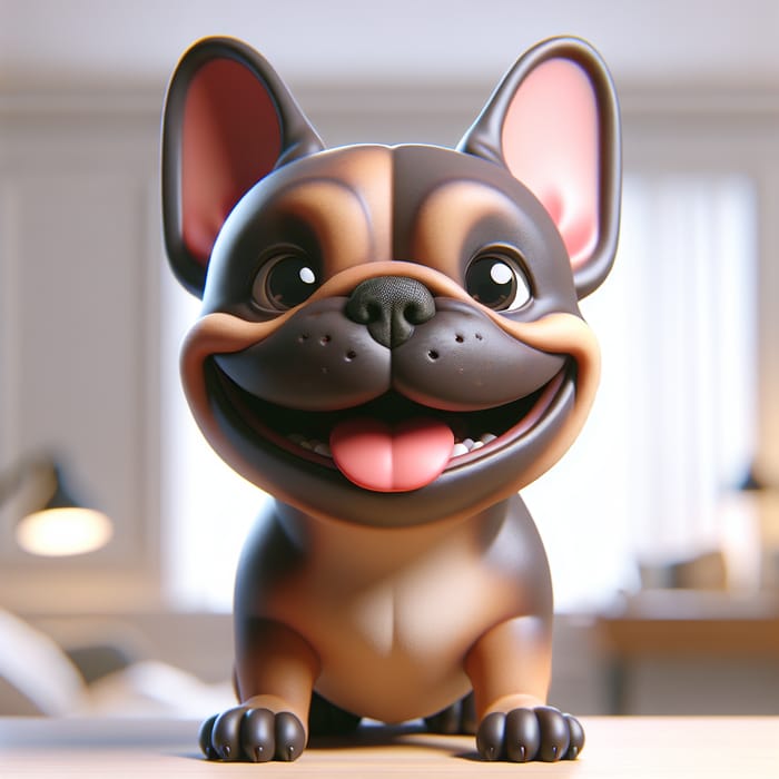 Cartoonish French Bulldog: Cheerful Canine Character