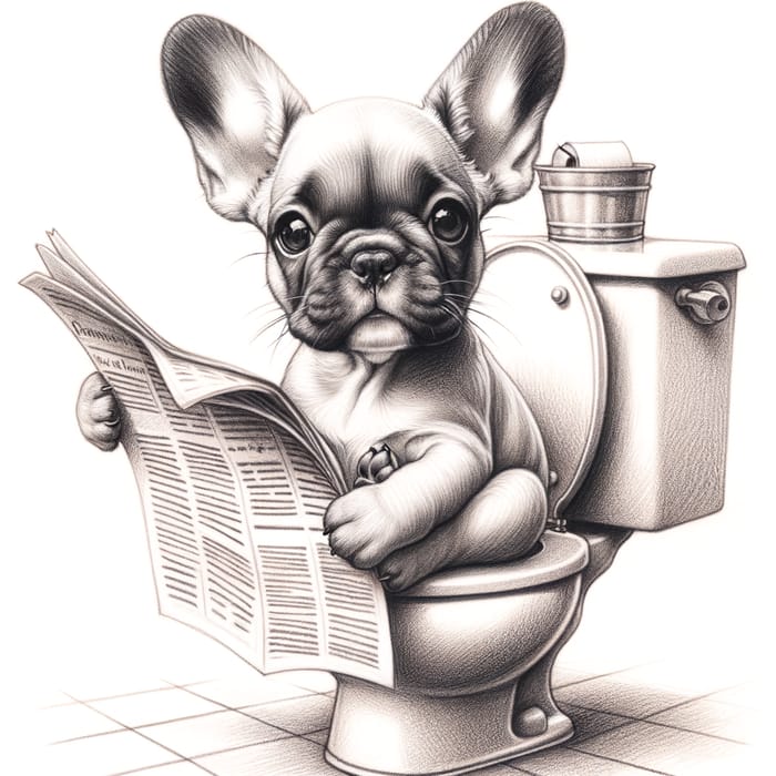 Adorable French Bulldog Puppy Sketch - Whimsical and Heartwarming