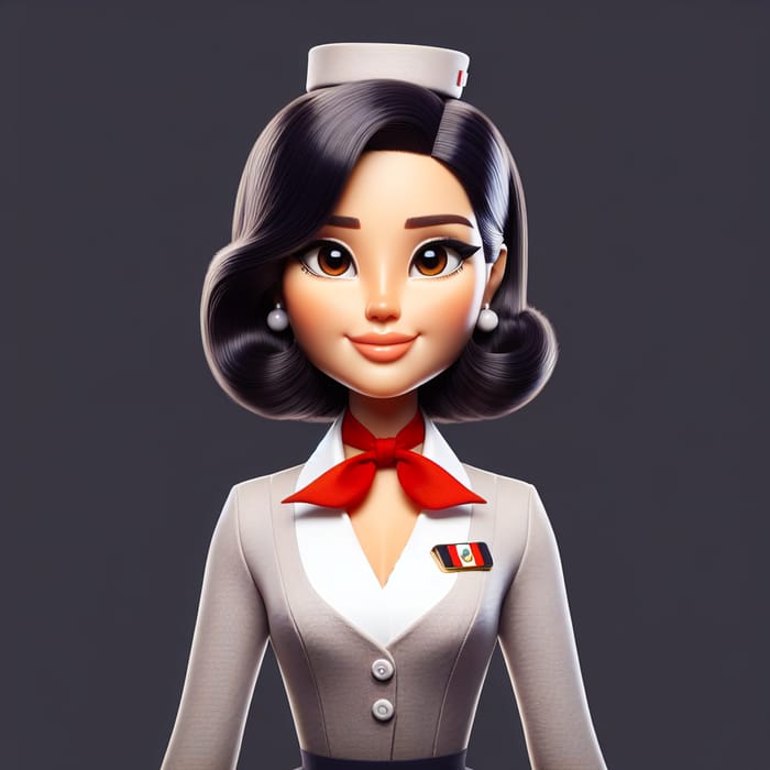 Peruvian Barbie: Animated Flight Attendant with Badge