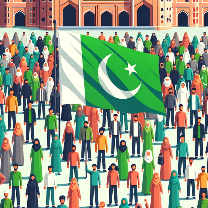 Pakistan Flag at Political Gathering in Public Square