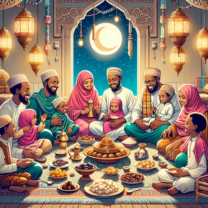 Heartwarming Somali Family Celebrating Ramadan | Festive Scene