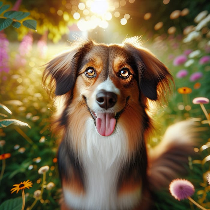 Colorful Medium-Sized Mixed Breed Dog
