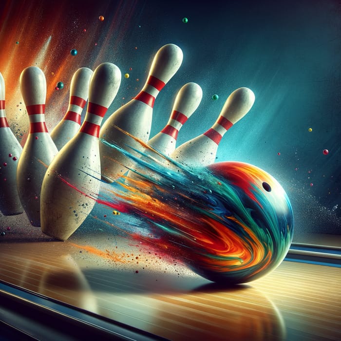 Vibrant Bowling Ball Impact: High-Speed Sports Photography