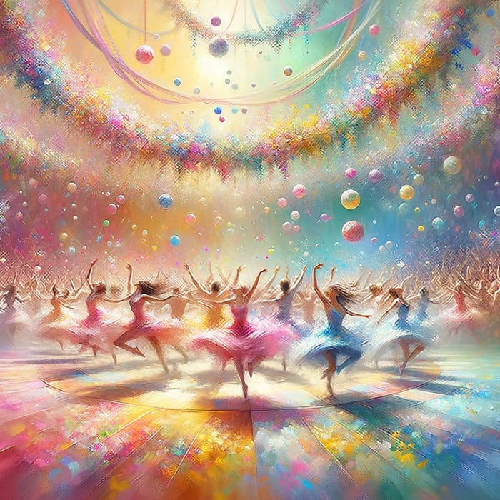Vibrant Spring Dance Floor: Joyful Energy in Pastel Hues