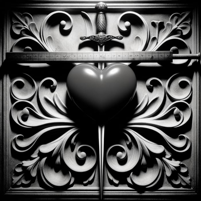 Tiler's Sword & Crimson Heart: Dramatic Gothic Medium Format Photo