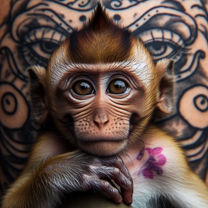 Tattooed Monkey - Unique Image for Nature Enthusiasts