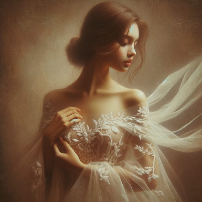 Graceful Woman in Flowing Gown | Dreamlike Impressionist Portrait
