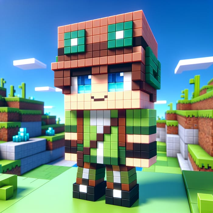 Pixelated Pryldou Character: Custom Minecraft-Style Art