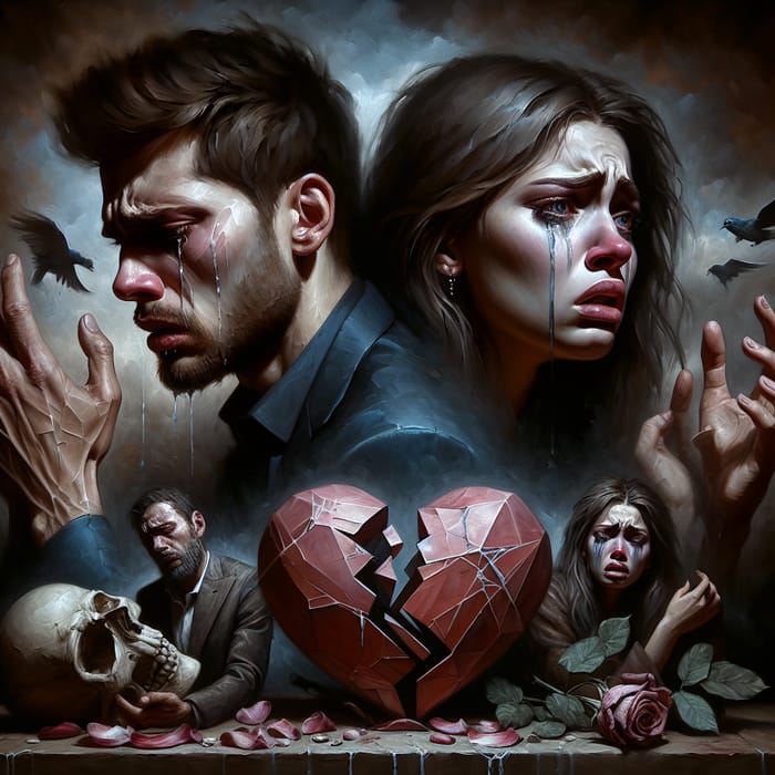 Portraying the Heartbreak of Two Souls in Love - Emotional Oil Painting