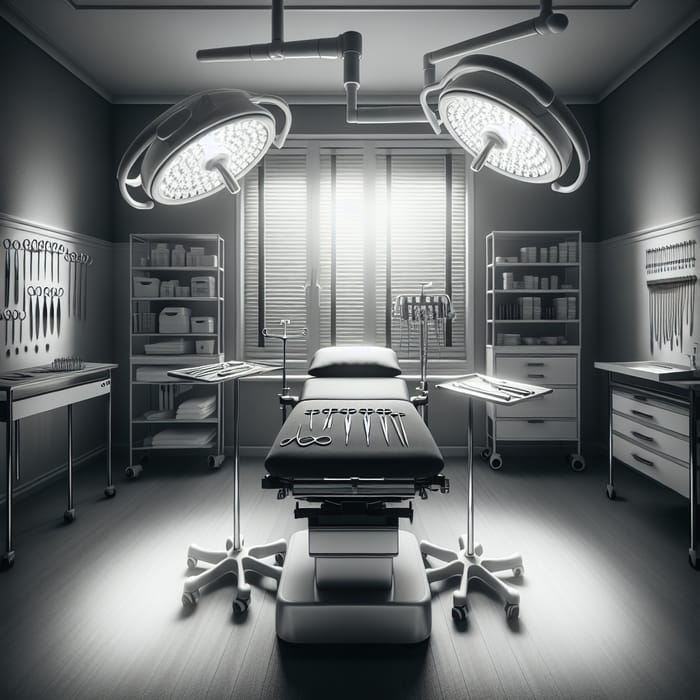 Surgical Office Interior | Black and White Image of Operating Room
