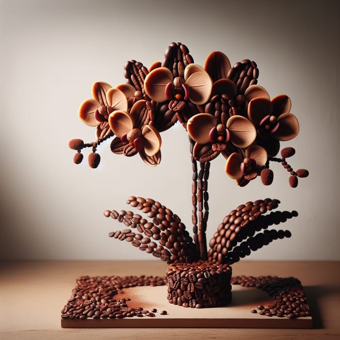 Unique Coffee Bean Orchid Sculpture | Artful Floral Creation