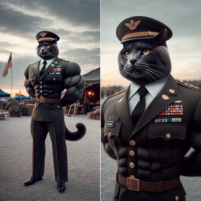 Majestic Military Cat | Regal Feline Warrior