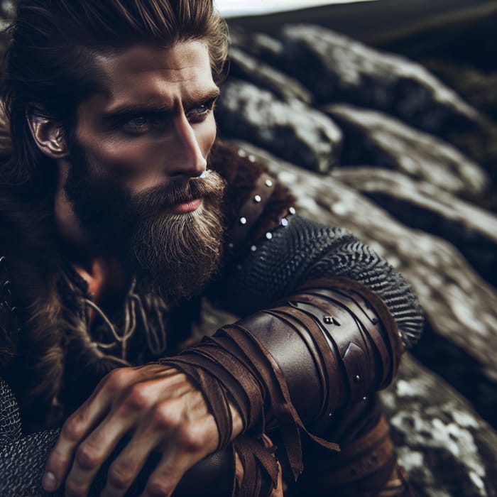 Dramatic Norse Warrior in Epic Lighting - Historical Battle Portrait