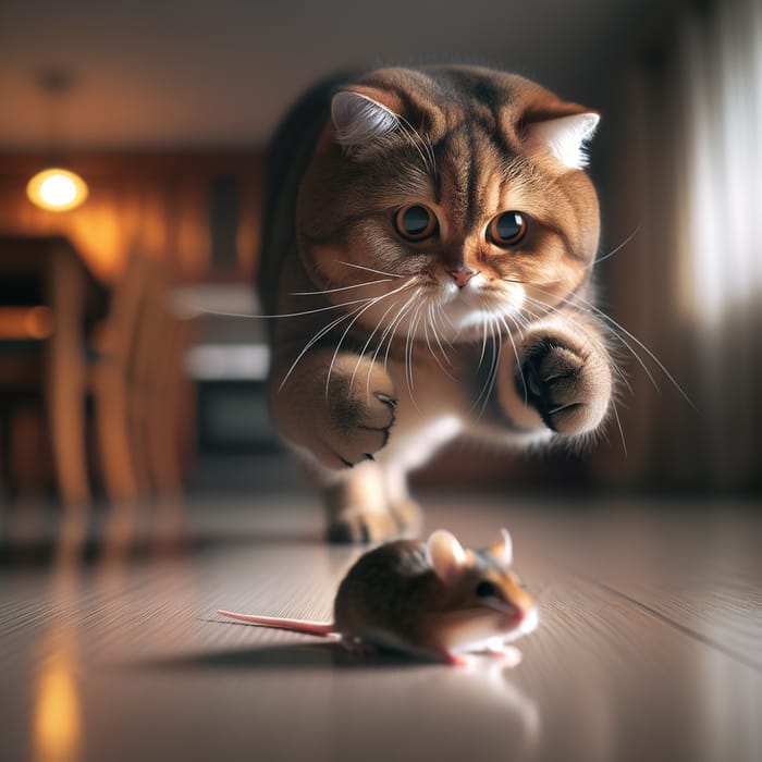 Cat Chasing a Mouse - Action-Packed Pursuit Moment