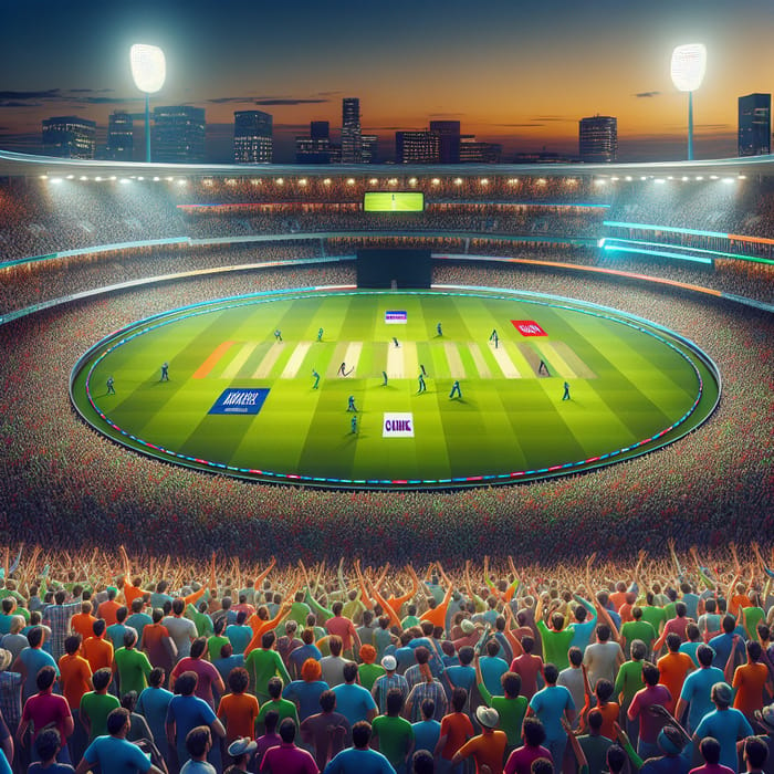 Vibrant Cricket Stadium Spectacle in IPL Match