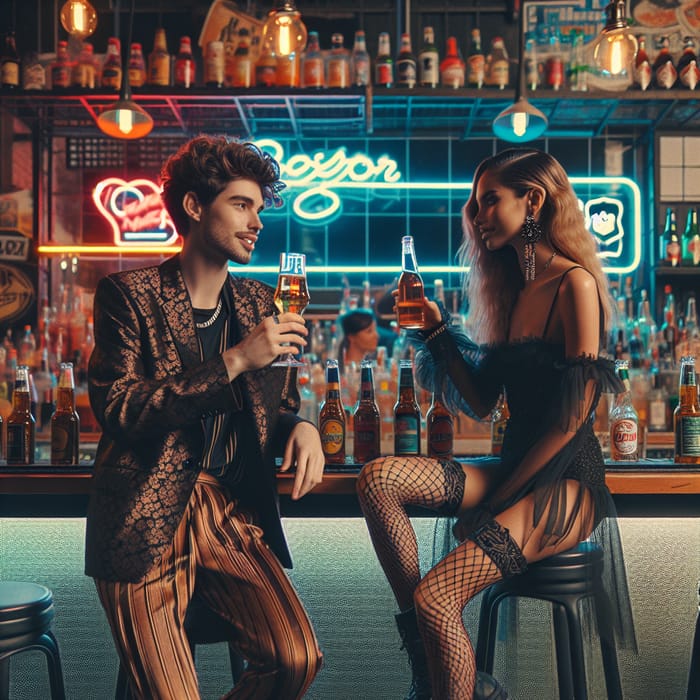 Harry Styles & Bad Gyal Having a Drink at a Lively Bar