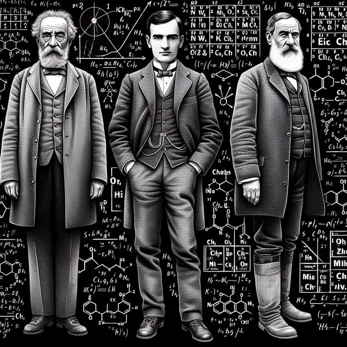 Famous Scientists Einstein, Mendeleev, Darwin in Full Length