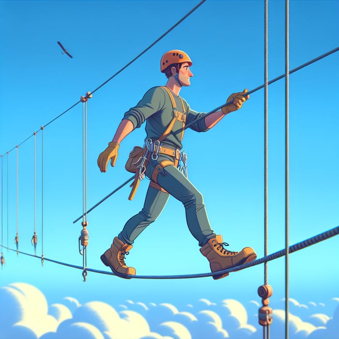 Man Walking on Tightrope - Amazing Balancing Act