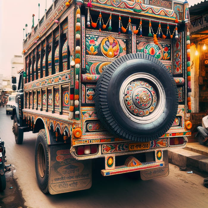 Indian Truck Spare Tire Lifted | Authentic Ornamental Embellishments