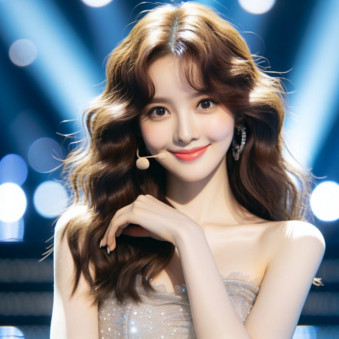Stunning Sana from Twice with Elegant Wavy Hair on Stage
