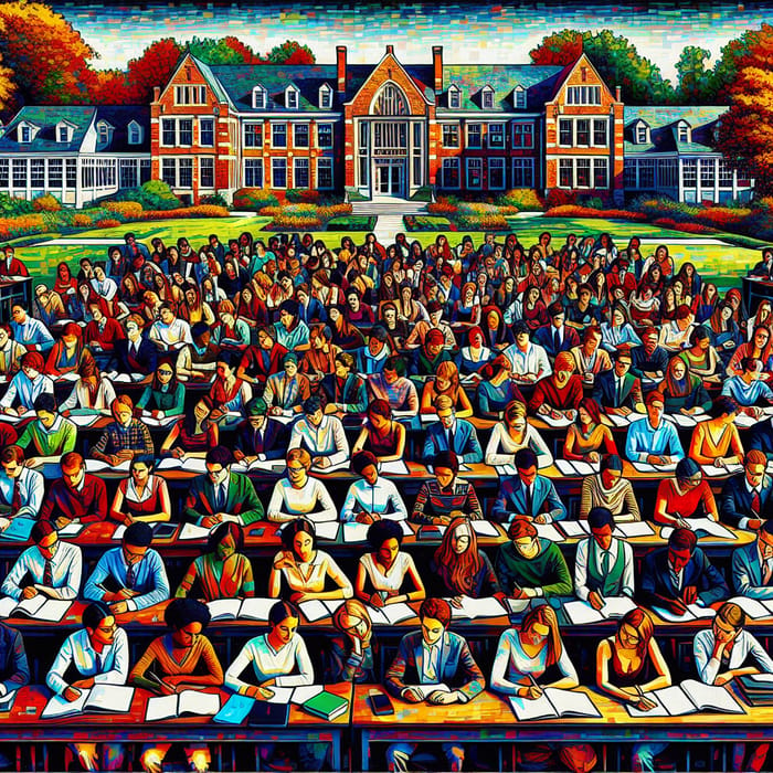 Ivy League University Classroom: Pop Art Style Multicultural Learning