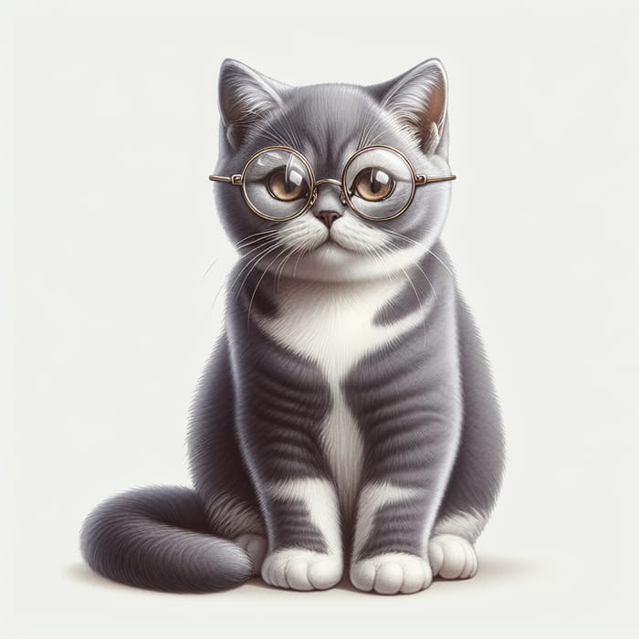 Cat in Glasses - Stylish Feline in Vintage Eyewear