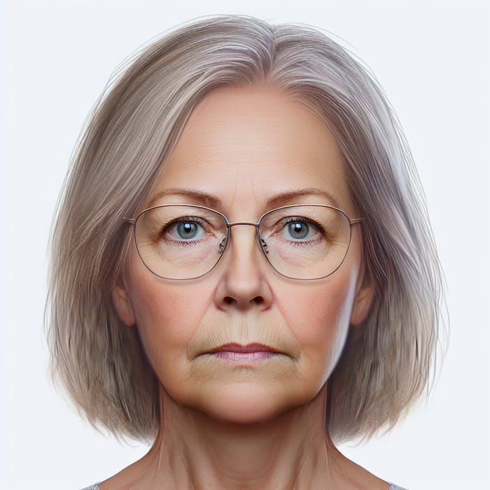 55-Year-Old Woman Self Portrait: Short, Light Hair, Blue Eyes, Fair Skin