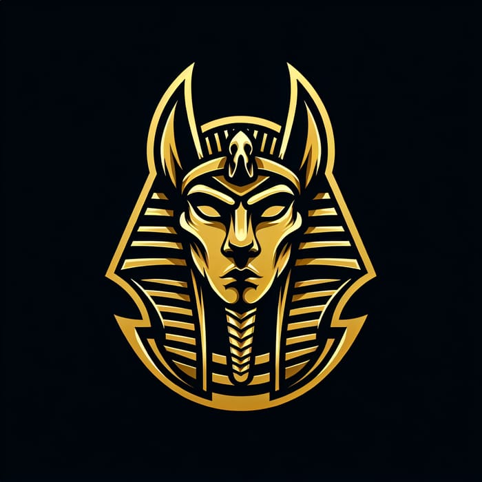 Golden Anubis Logo | Mythological Deity in Aggressive Pose