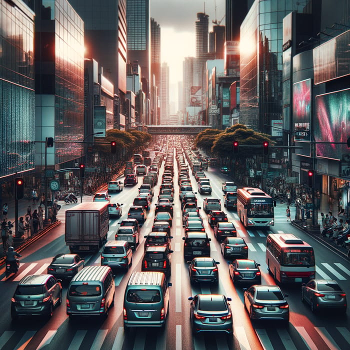 Dynamic Urban Traffic Scene | AI Art Generator | Easy-Peasy.AI
