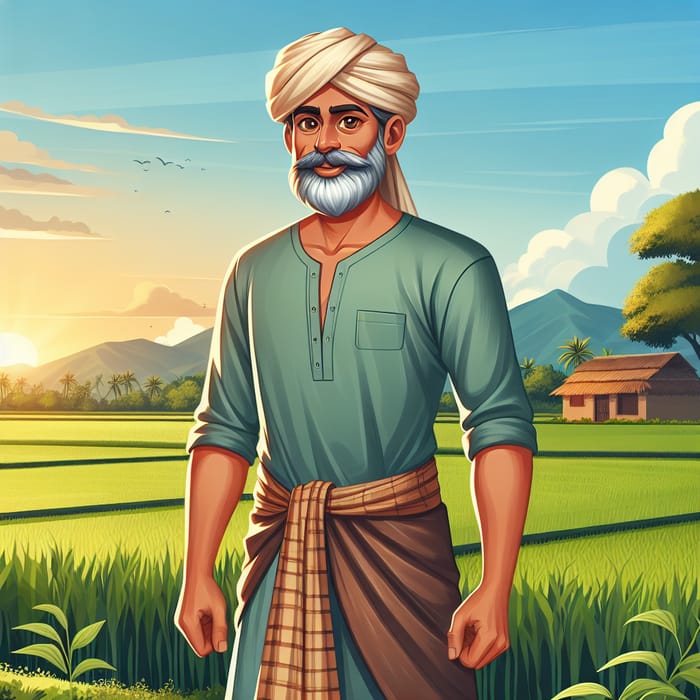 Full-Bodied Indian Farmer 2D Character Design