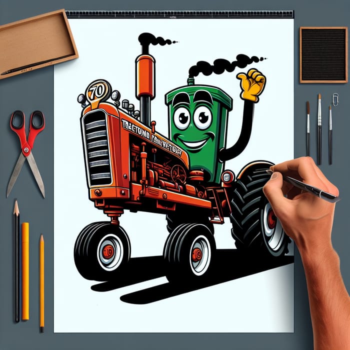 Dynamic Cartoon Tractor Character for 70th Anniversary Celebration